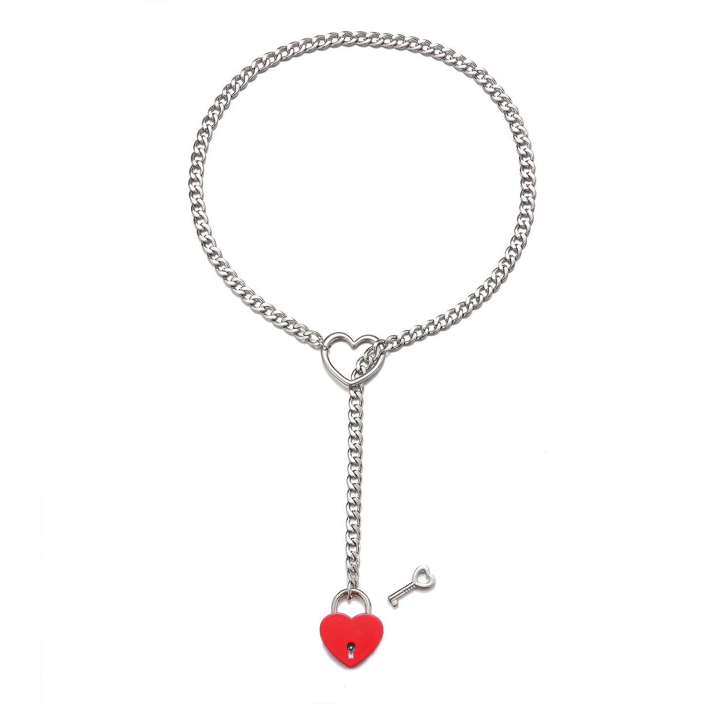 Punk Gothic Cuban Adjustable Love Heart Necklace