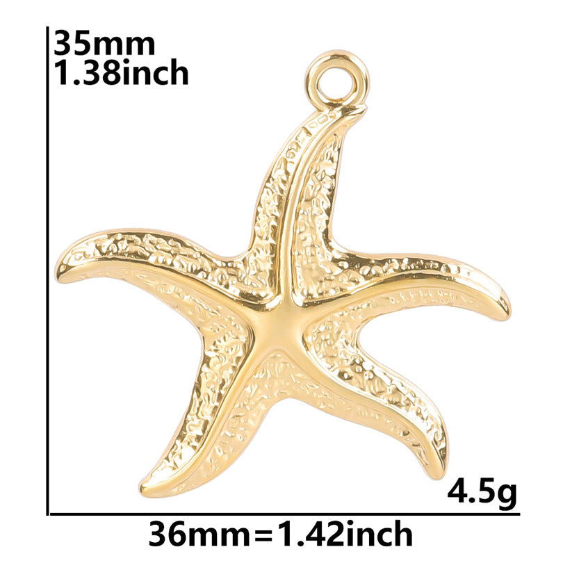 Steel Color Irregular Starfish Titanium Colorful Metal Pendants