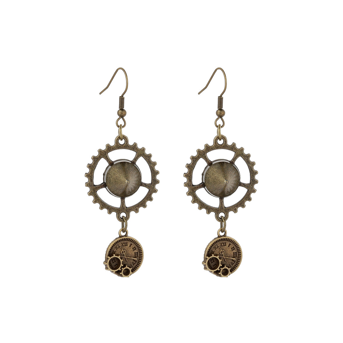 Design Vintage Steam Punk Skull Mechanical Earrings