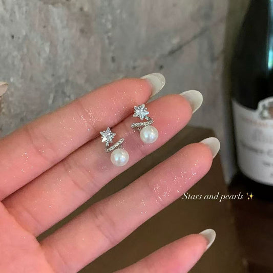 Women's Zirconium Pearl Eardrops Light Luxury Sense Earrings