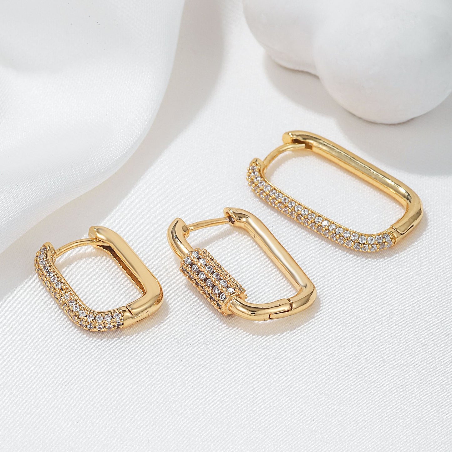 Micro Inlaid Zircon Clip Fashion Geometric Ear Buckle