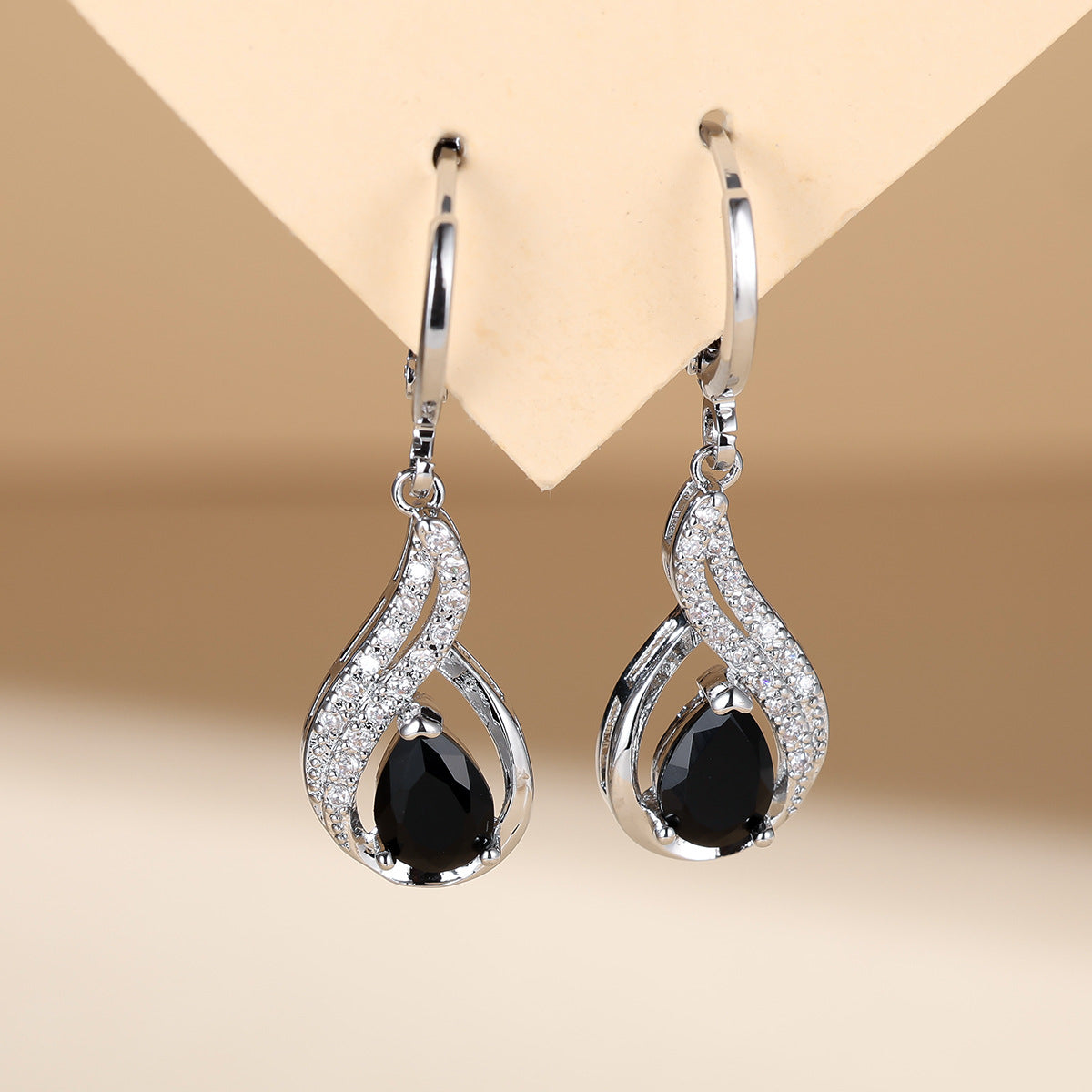 Stylish Water Drop Zircon Lady Temperament Earrings