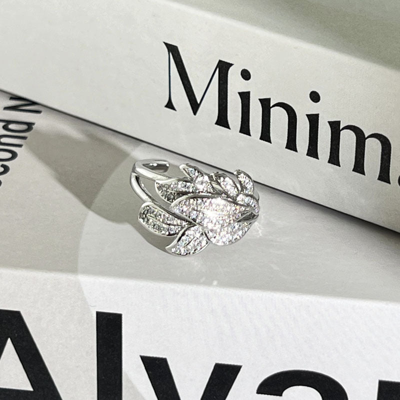 Diamond Flower Language Light Luxury Mix Match Personality Bow Tie Ring
