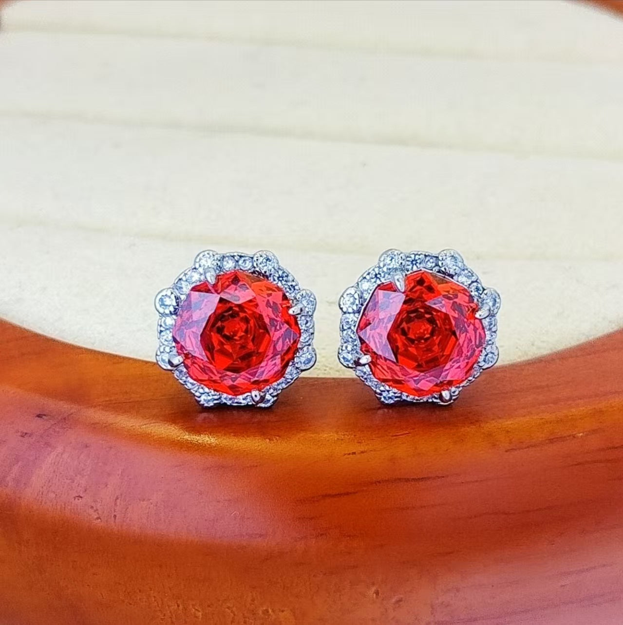 Women's Carbon Rhinestone Ear Colored Gems Three Rings
