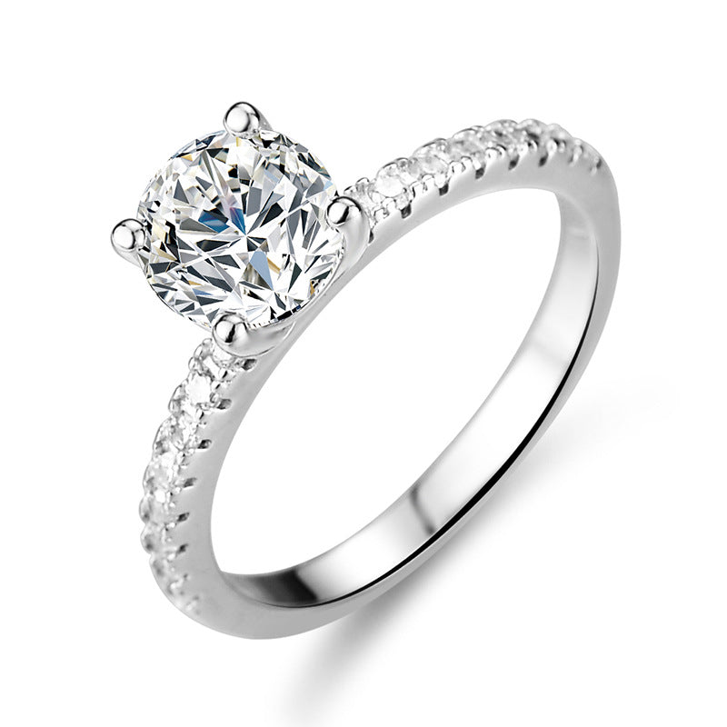 Sier Four Claw Moissanite Female Karat Wedding Rings