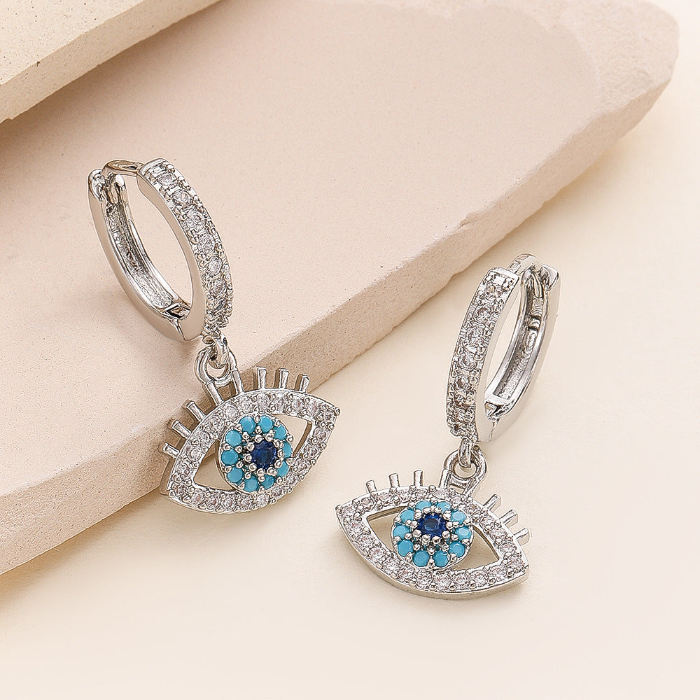 Eye Zircon Temperament Female Dripping Eyes Earrings