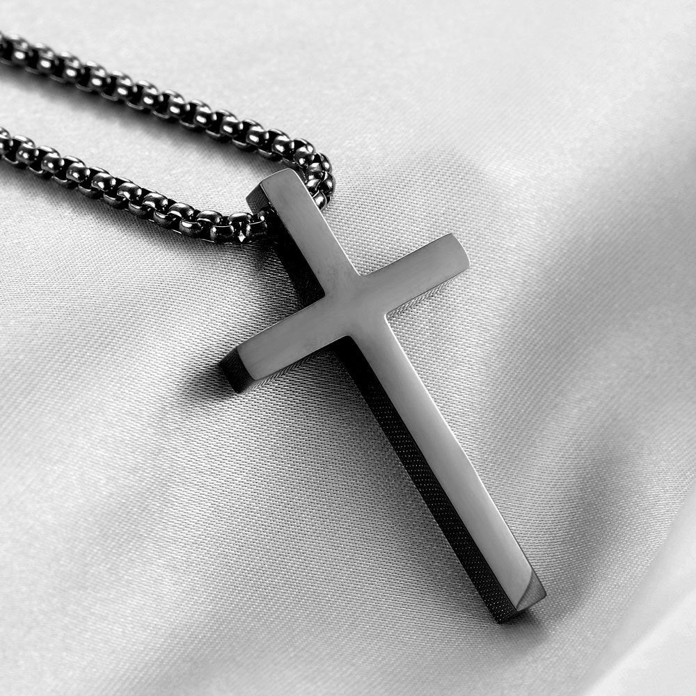 Simple Fashion Long Cross Titanium Steel Necklaces