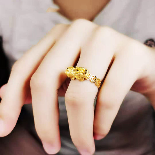 Vietnam Placer Gold Coin Drop Shipping Open Brass Plated Solid Rings