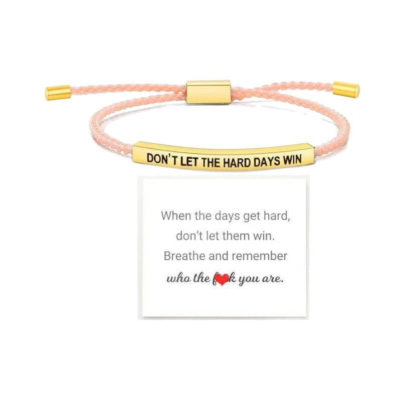 Elbow Lettering Friend Gift Rose Gold Adjustable Sier Stainless Bracelet