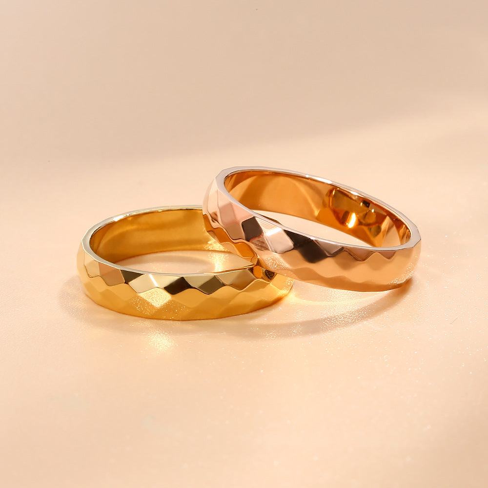 Design Sense Minority Simple Stainless Steel Wheat Rhombus Batch Flower Rings