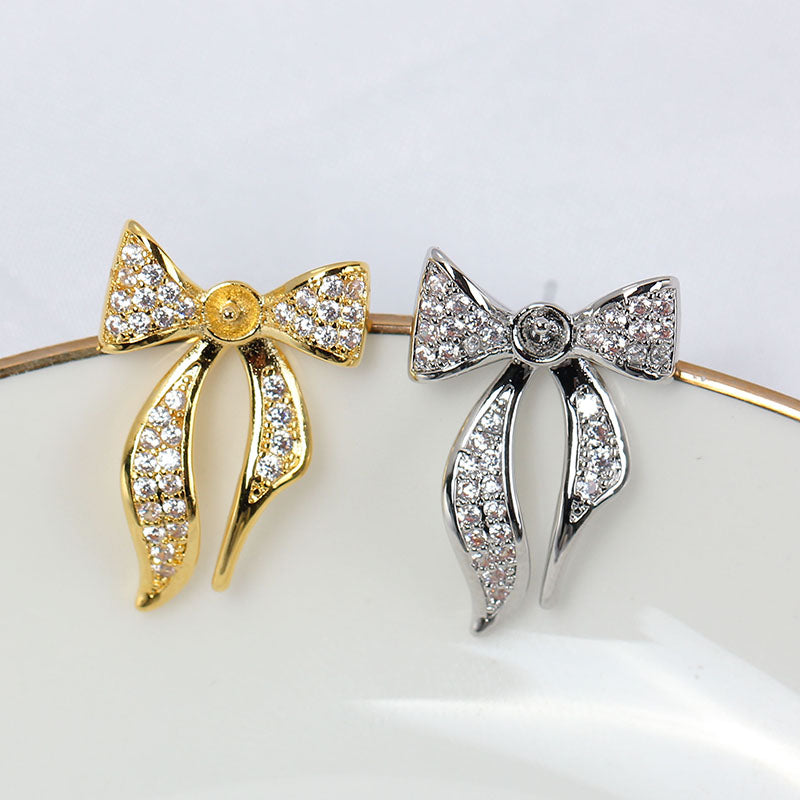 Zircon Sier Needle Pearl Eardrop Frame Simple Graceful Stud Earrings