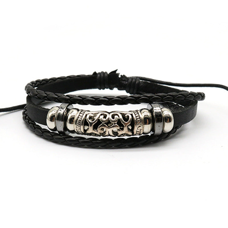 Evil Costume Feather Ghost Head Leather Bracelets