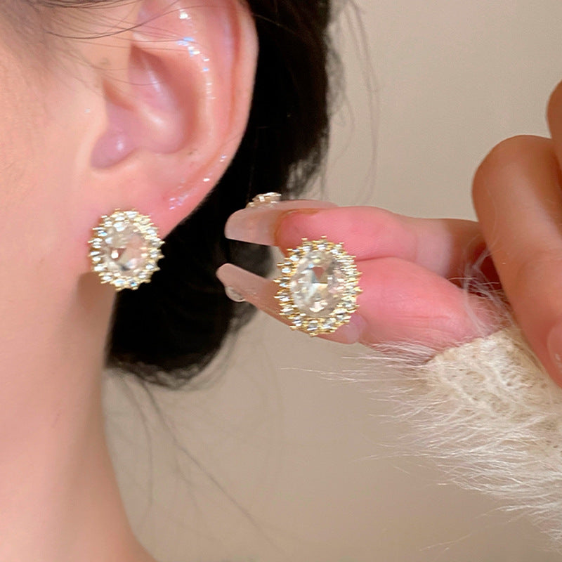 Women's Big Diamond Zircon Unique Niche Design Earrings