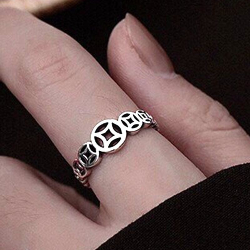 Women's & Men's Copper Coin Plated Emperor Open Argent Pur Hundred Word Index Rings