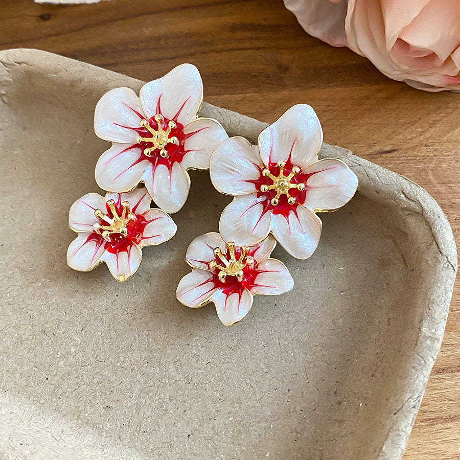Women's Sier Needle Glaze Flowers Seaside Vacation Style Fresh Sweet Super Earrings