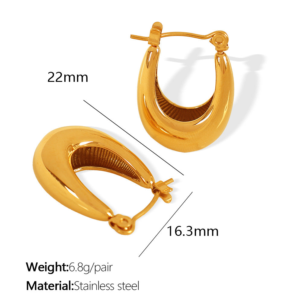 Titanium Steel Thick Cylindrical Hollow Ear Female Plated Solid Polished Rings