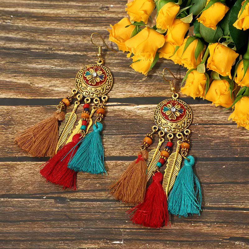 Ethnic Style Long Fringe Exotic Holiday Trip Earrings