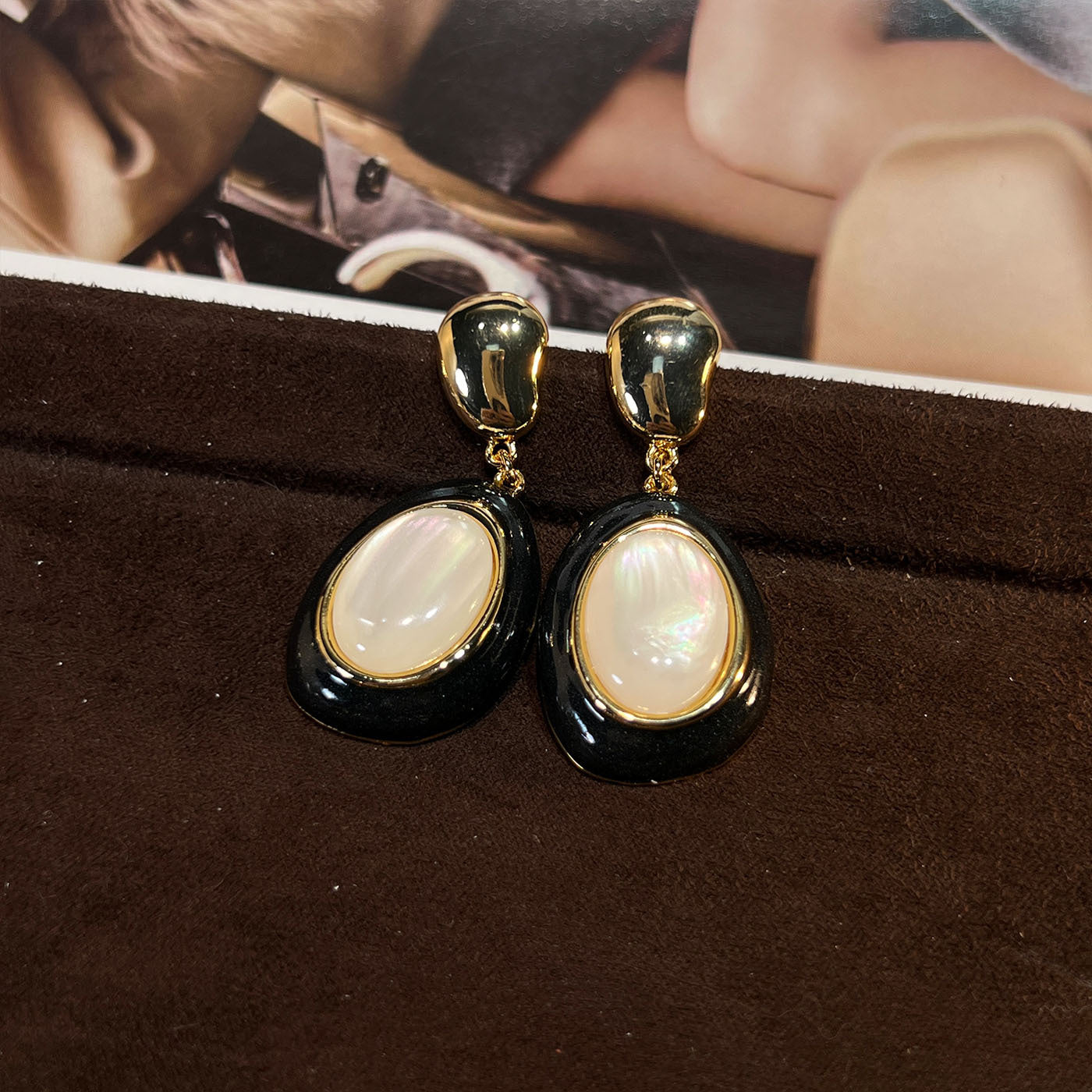 Women's Abalone Shell Series Gold Plated Environmental Protection Fashion French High-grade Earrings