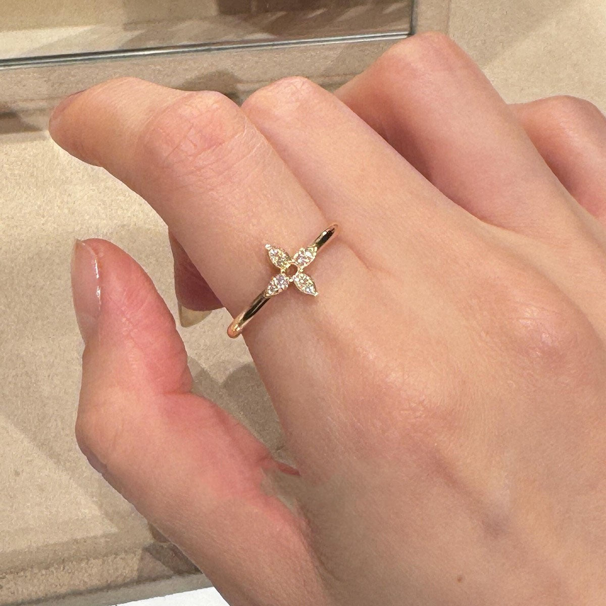Flower Twin Fresh Fashion Gentle Temperament Good-looking Switchable Index Ring