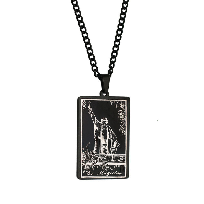 Zhang Tarot Titanium Steel Retro Rectangular Necklaces
