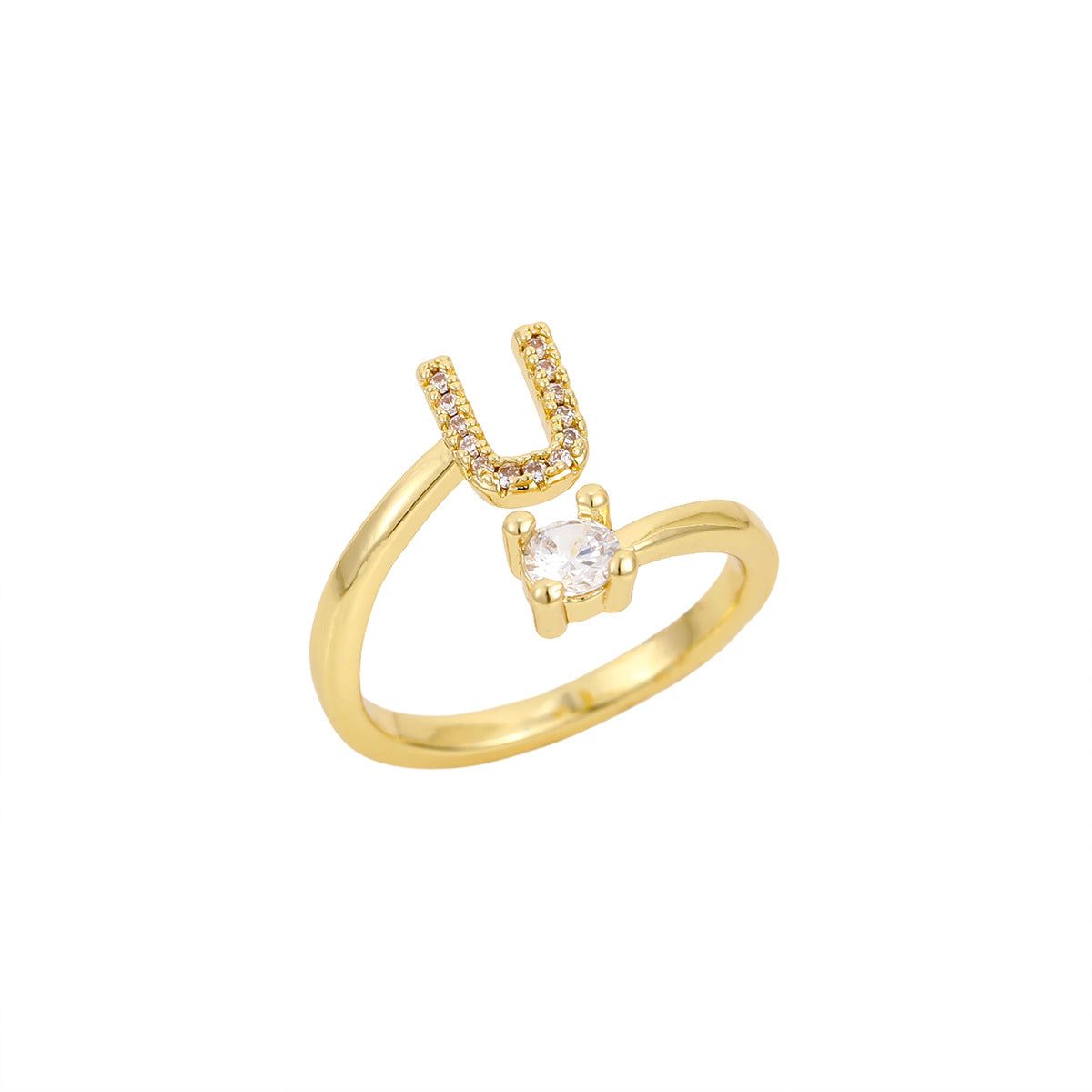 Gold Letter Open Male Female Personality Rings
