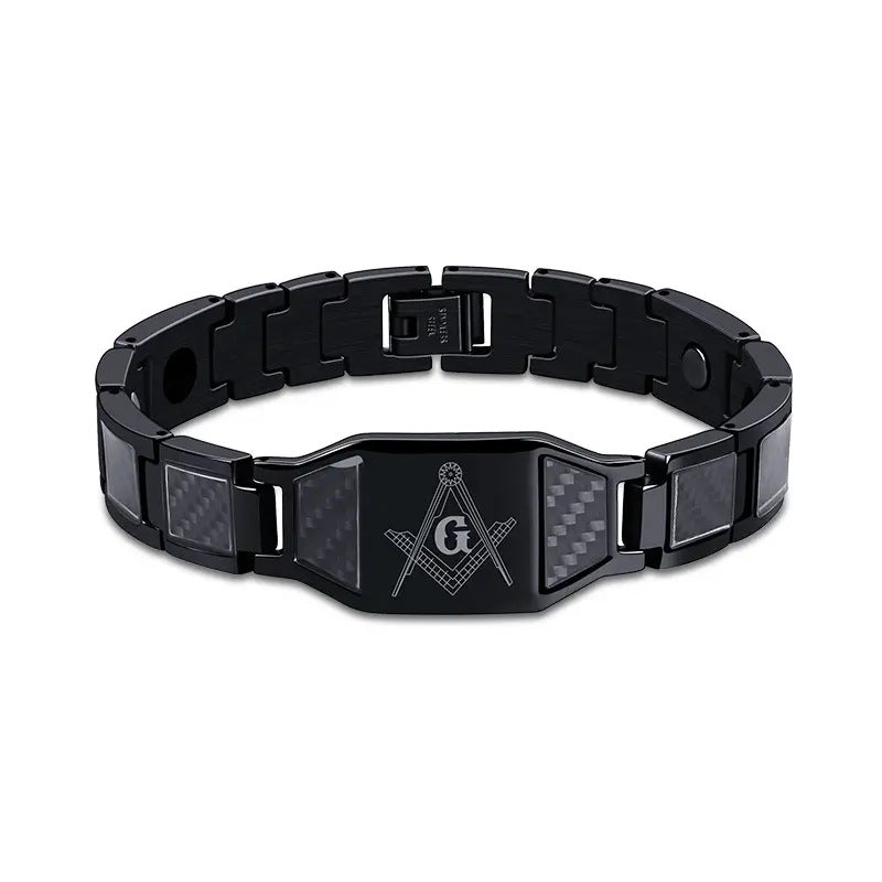 Men's Titanium Steel Gold-plated Carbon Fiber Magnet Bracelets