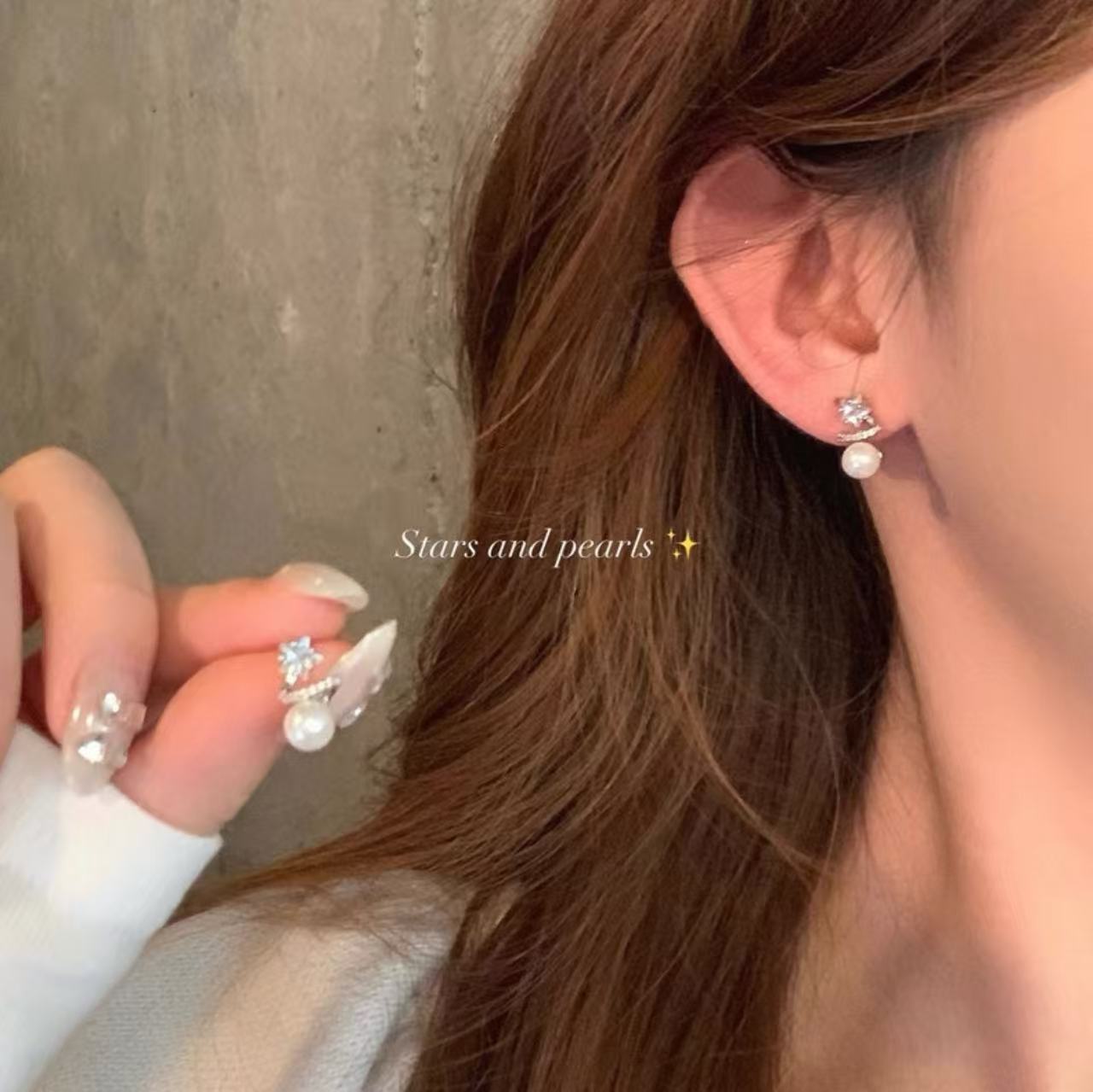 Women's Zirconium Pearl Eardrops Light Luxury Sense Earrings