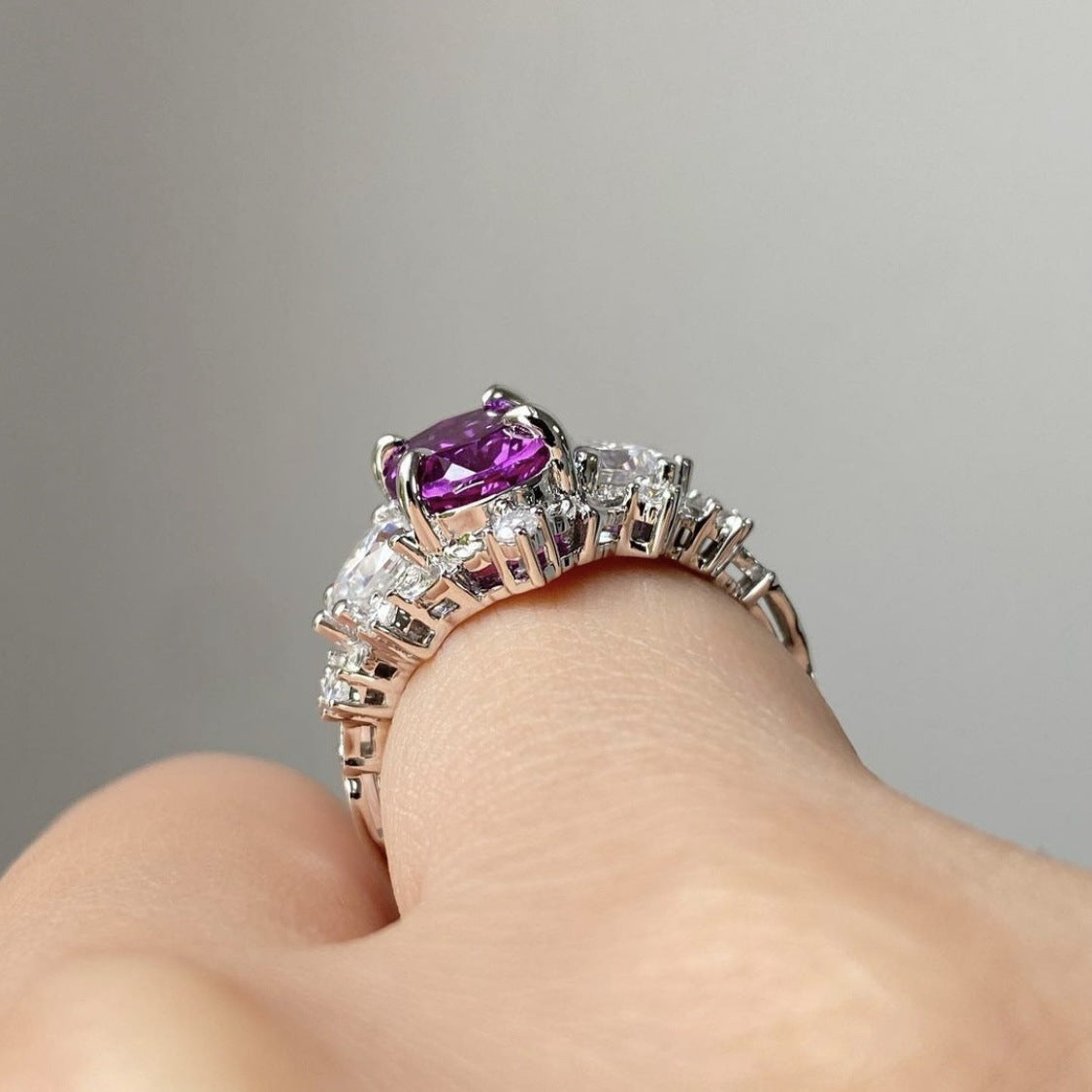 Women's Alloy Inlaid Purple Zircon Engagement Rings