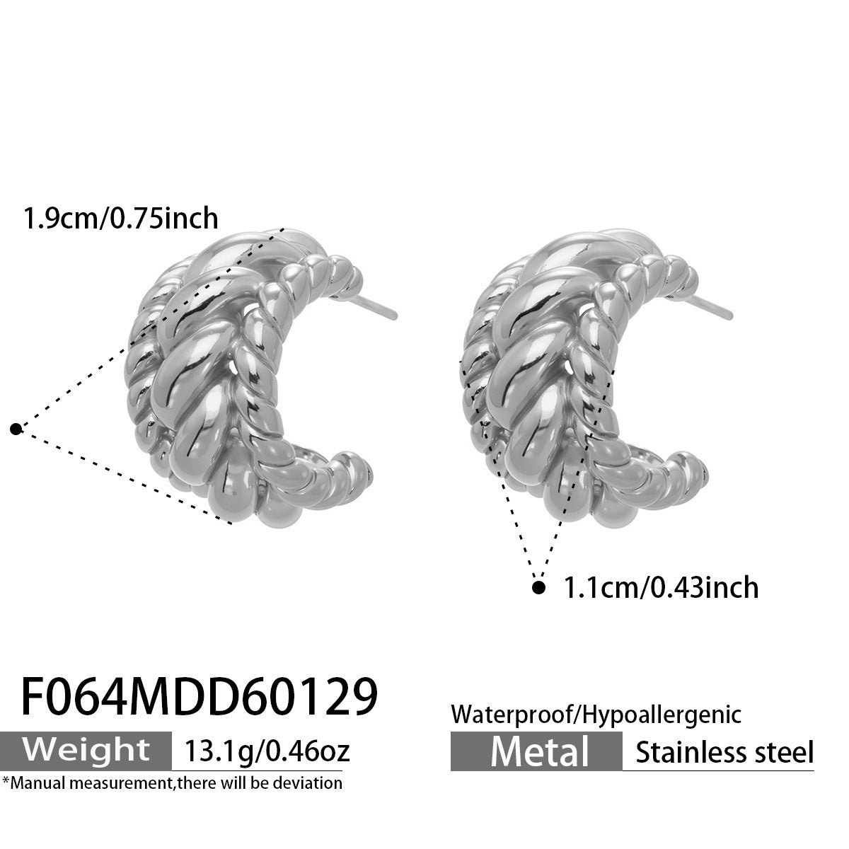 Twisted Geometric Fashionable Exquisite Elegant Trendy Stainless Earrings