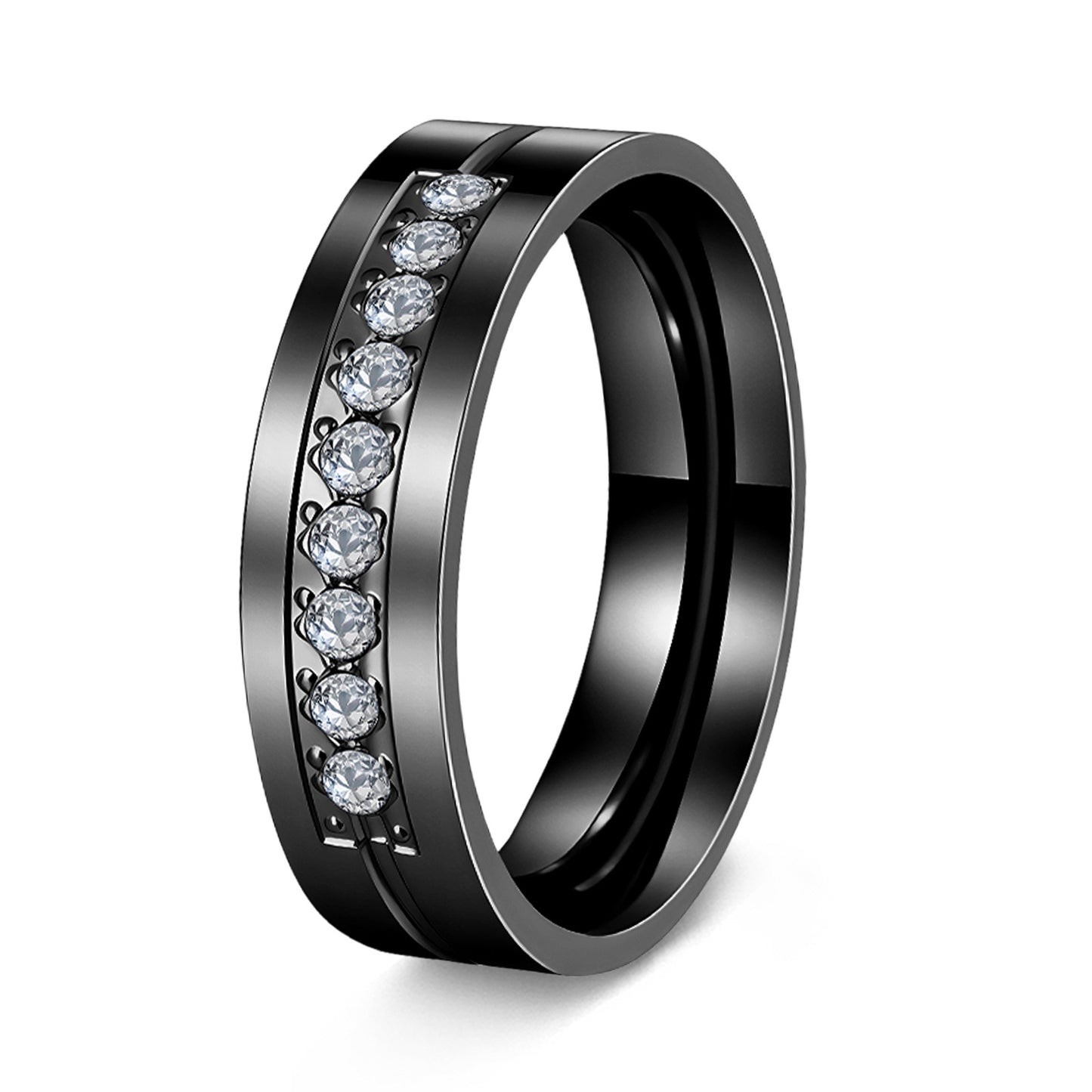 Stainless Steel Diamond Couple Zircon Bag Rings