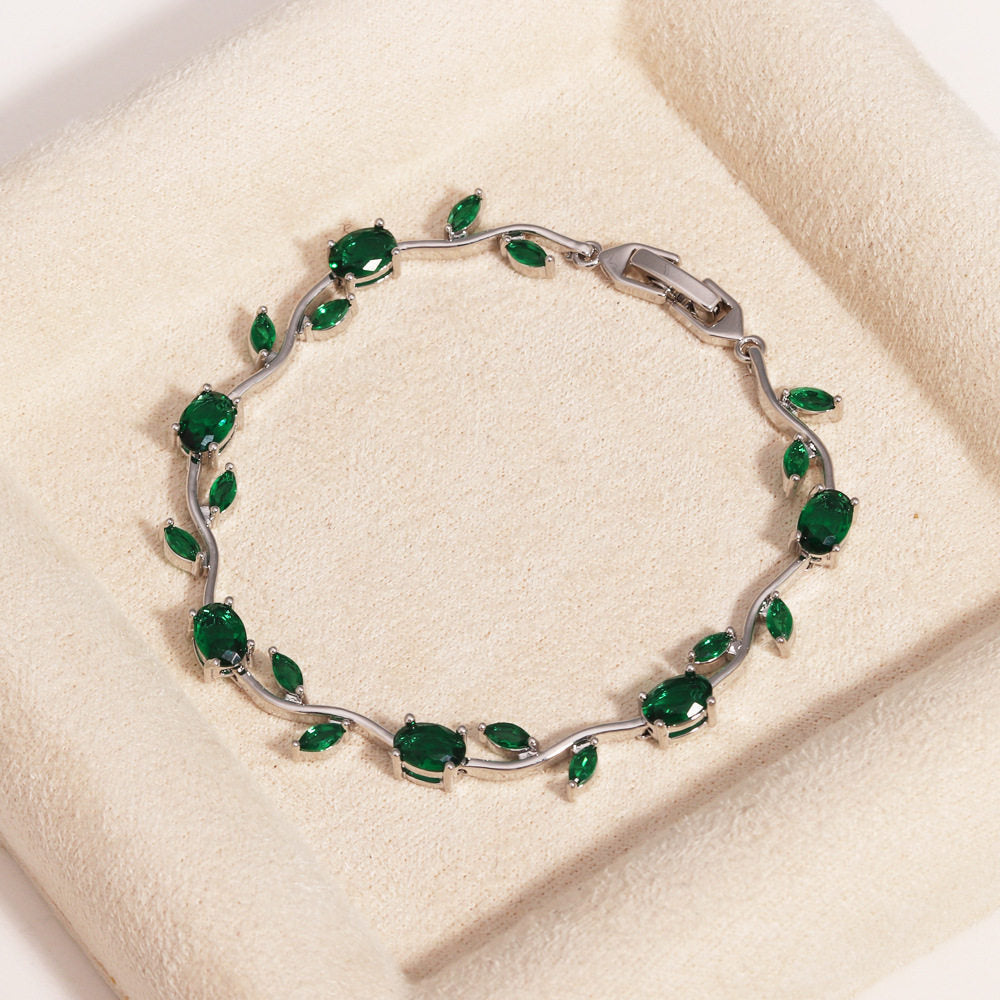 Women's Zircon Branches Leaves Flower Exquisite Light Luxury Tulip Bracelet