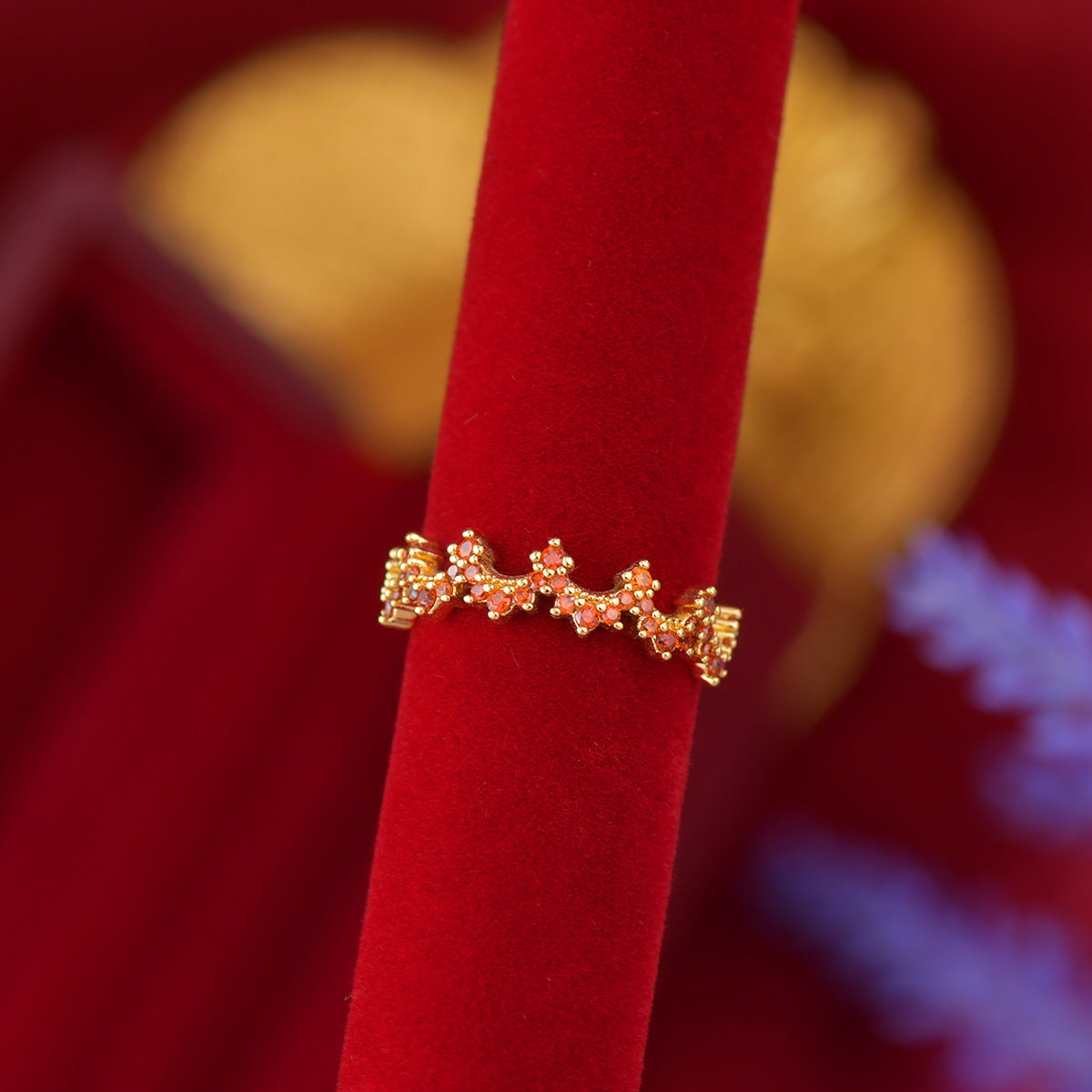 Zircon Real Gold Electroplated Open Female Temperament Light Luxury Design Ring