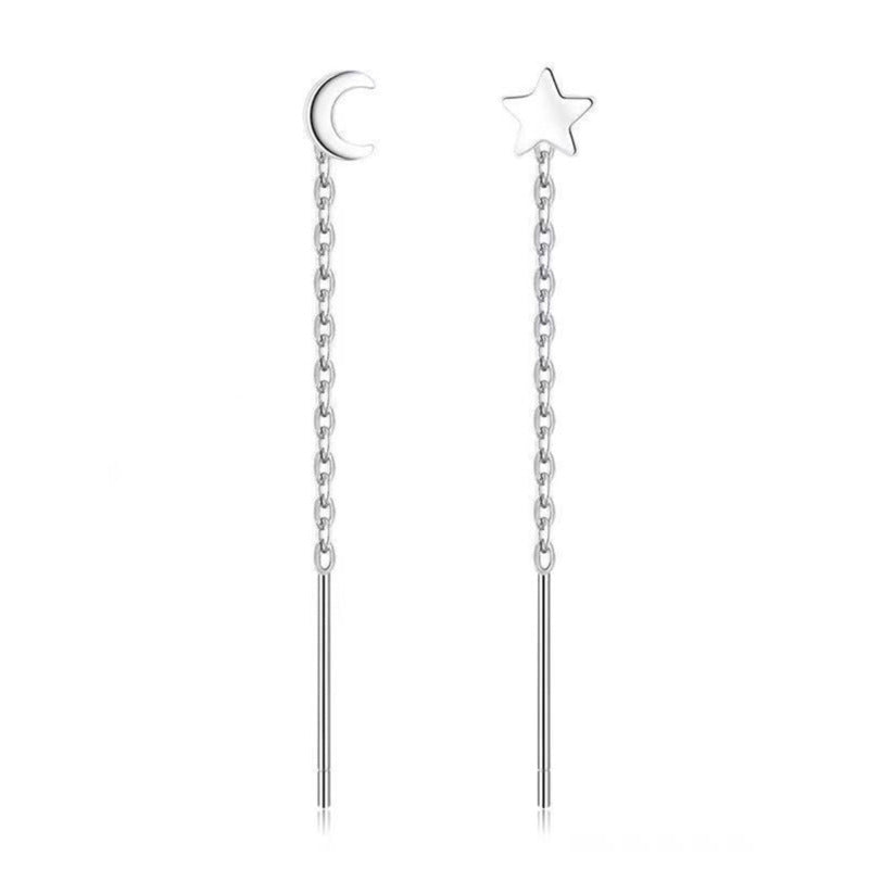 Glossy Asymmetric Star Moon Female Personalized Cold Style Long Chain Ear Line