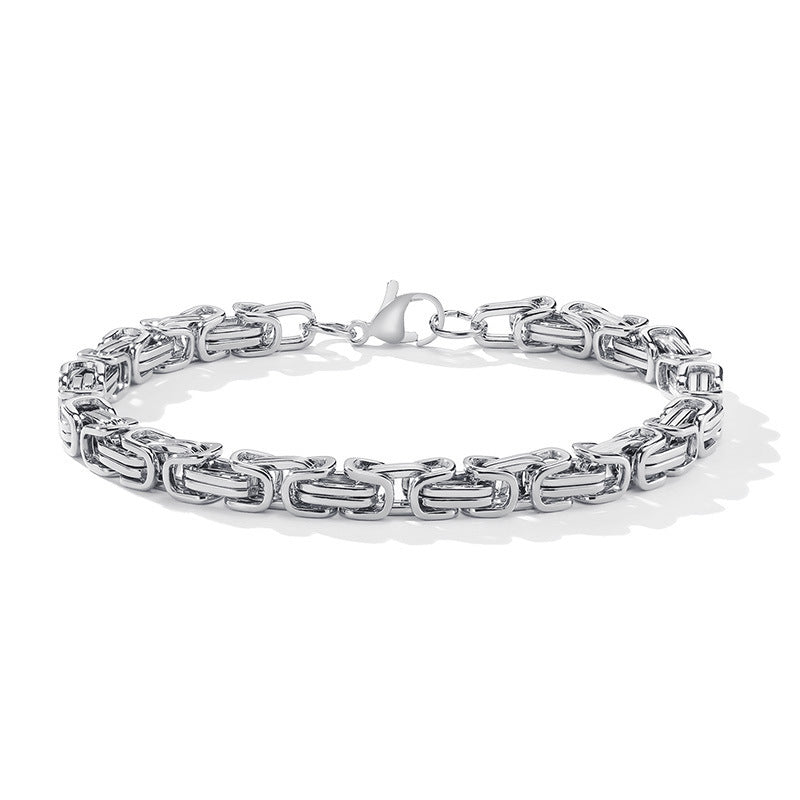 Men's Stainless Steel Square Byzantine Gold Fashion Bracelets