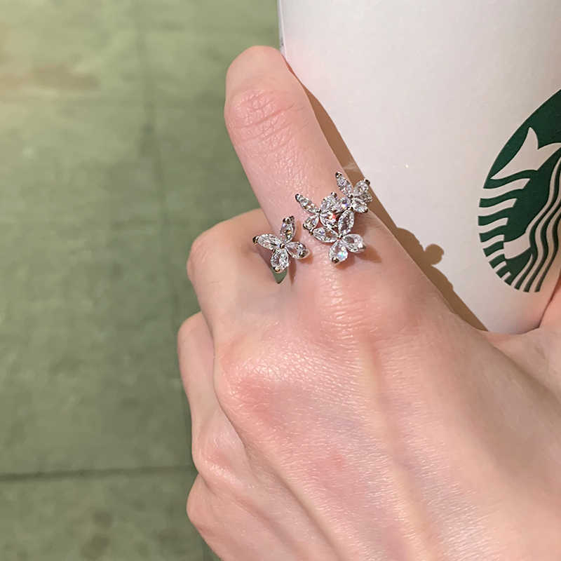 Zircon Simple Female Opening Adjustable Index Finger Light Luxury Rings