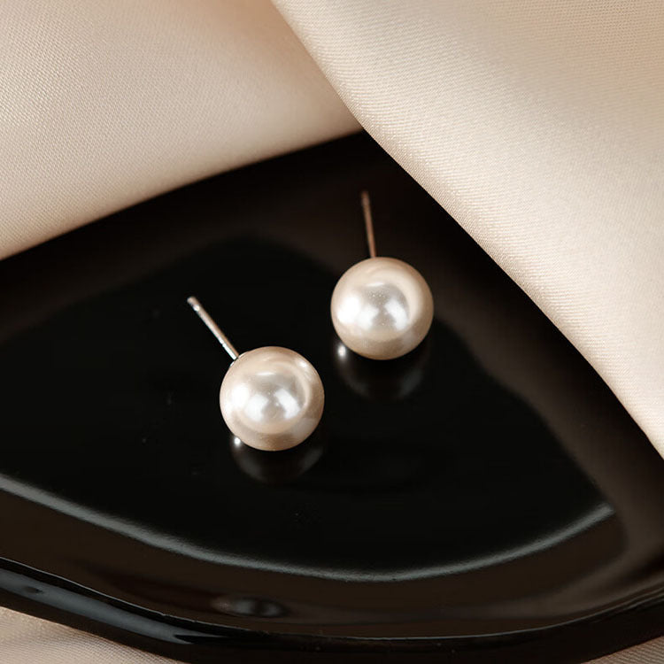 Women's Sterling Sier Pearl Design High-grade Stud Earrings