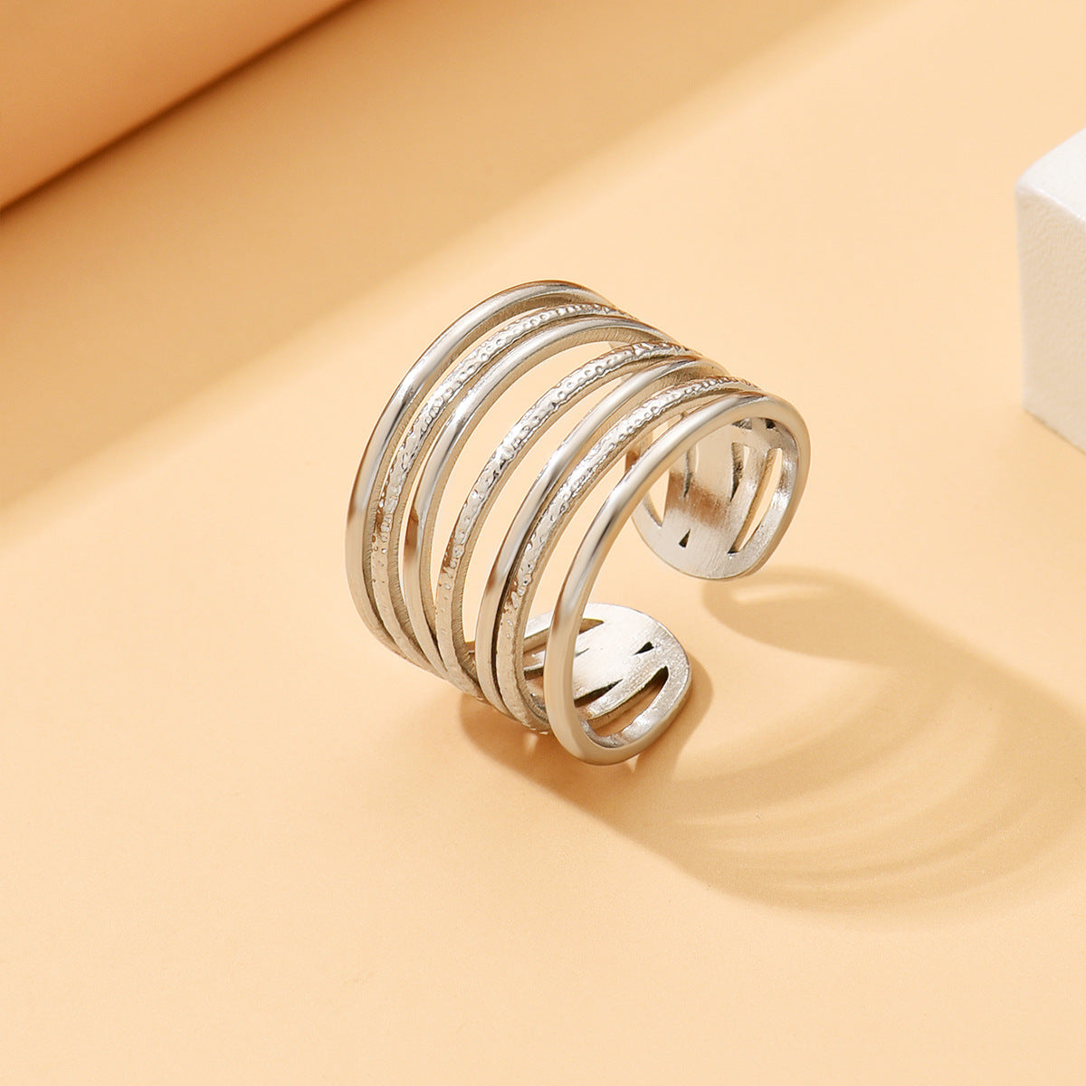 High-grade Stainless Steel Retro Opening Geometric Rings