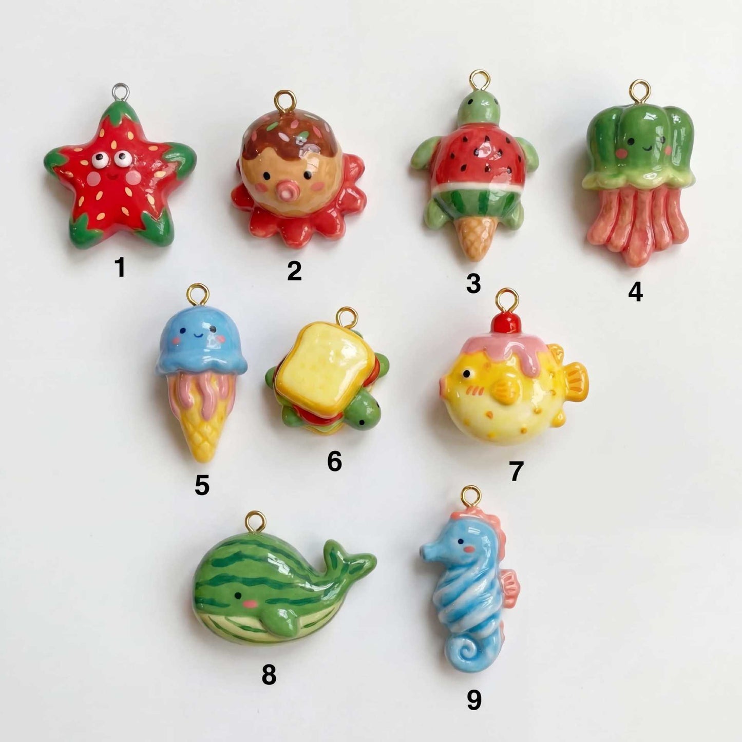 Hand Painted Marine Animal Cute Cartoon Unique Necklace