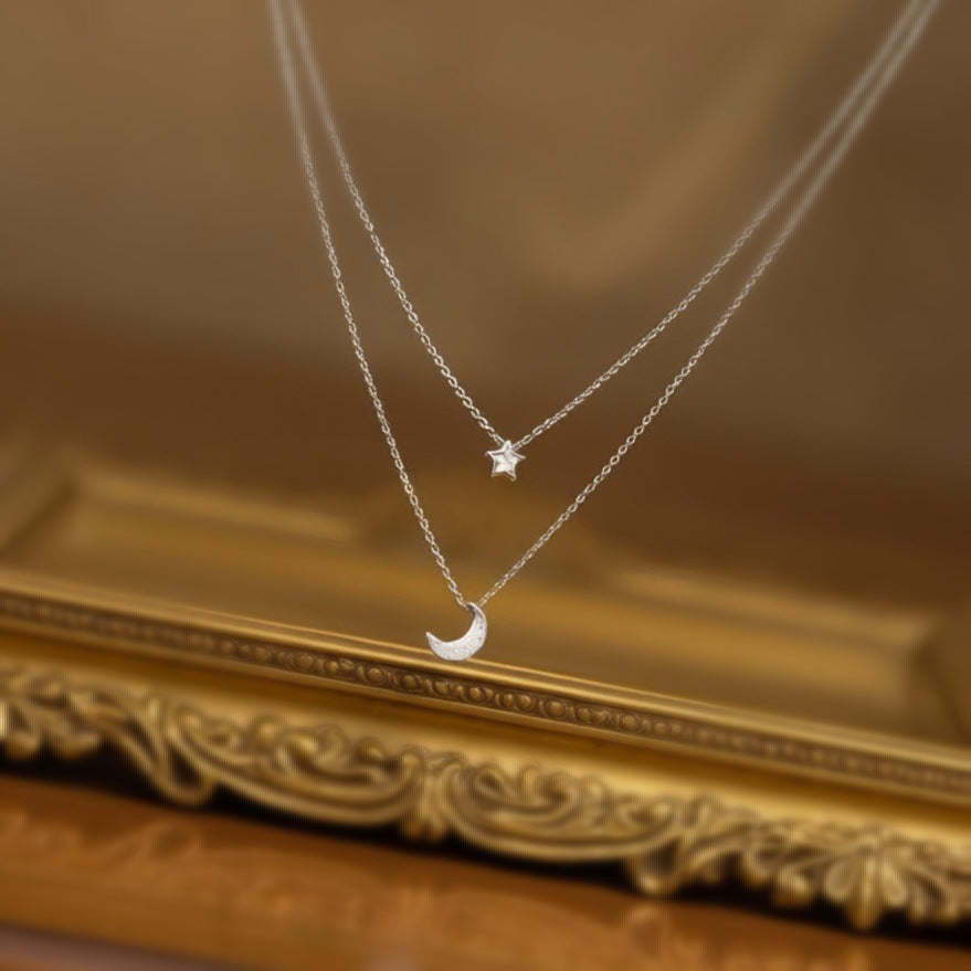 Moon Female Light Luxury Minority Design Sense Twin Necklace