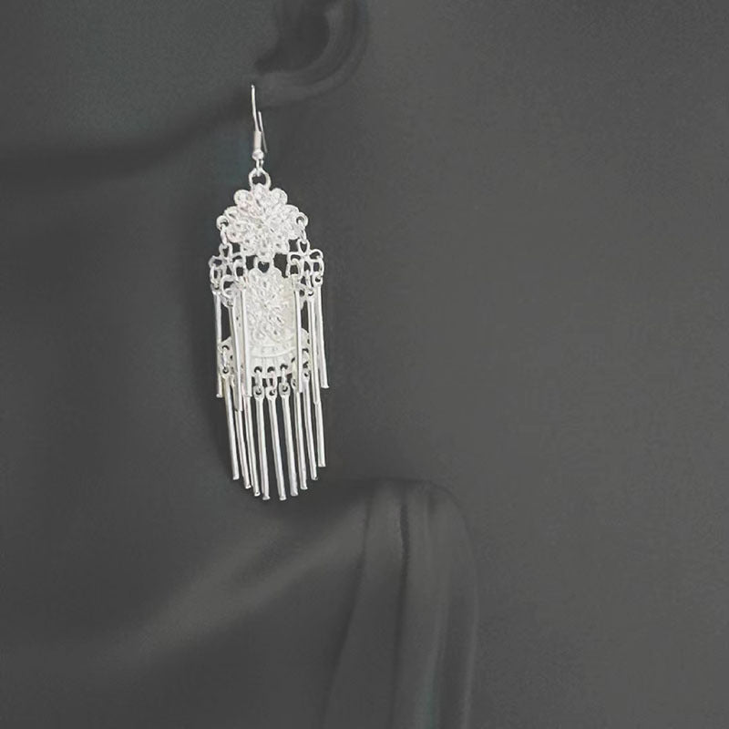 Chinese Lady Long Tassel All Match Earrings