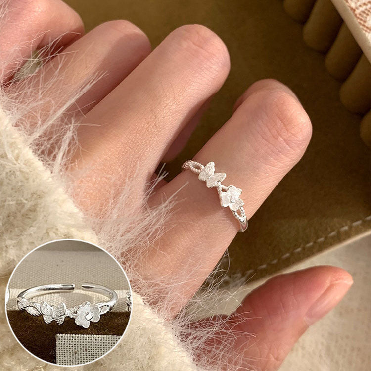 Women's Circle Exquisite Bow Loving Heart With Opening Style Index Ring