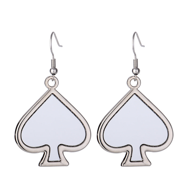 Heart-shaped Round Water Drop Triangle Square Blank Earrings