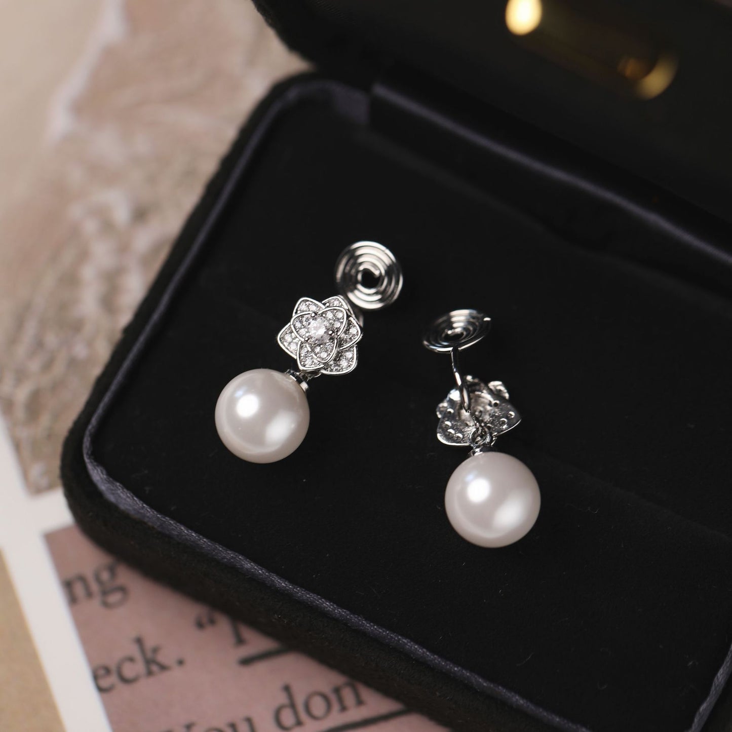 Style Camellia Quality Pearl Mosquito Coil Earrings