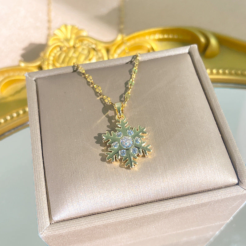 Women's Diamond Imitation Chalcedony Series Titanium Steel Exquisite High-grade Tassel Gourd Necklace
