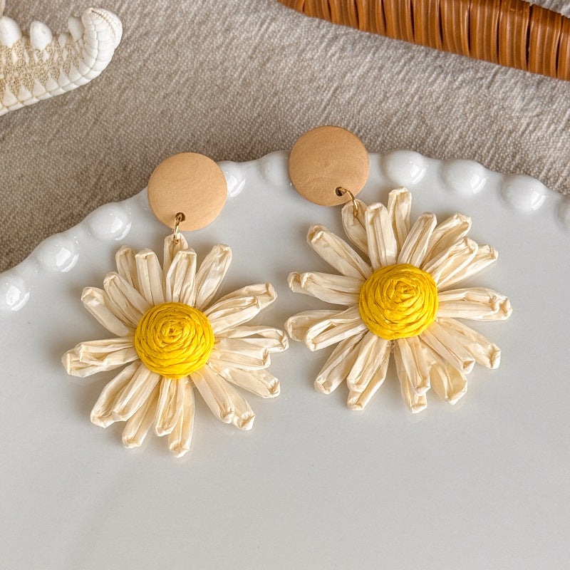 Vacation Style Yellow Series French Retro Graphy Earrings