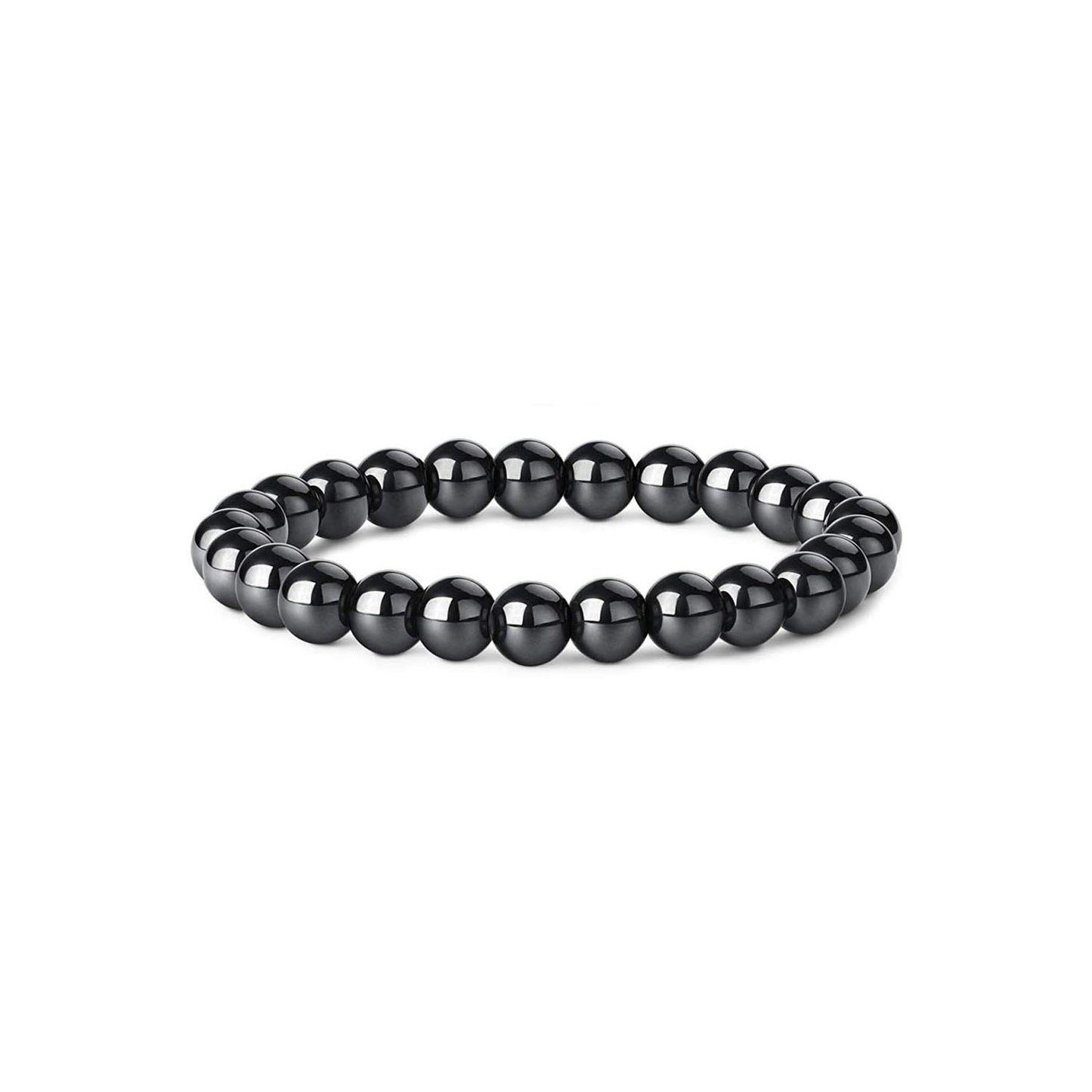 Men's Haematite Stretch Natural Stone Beaded Spacer Yoga Single Bracelet