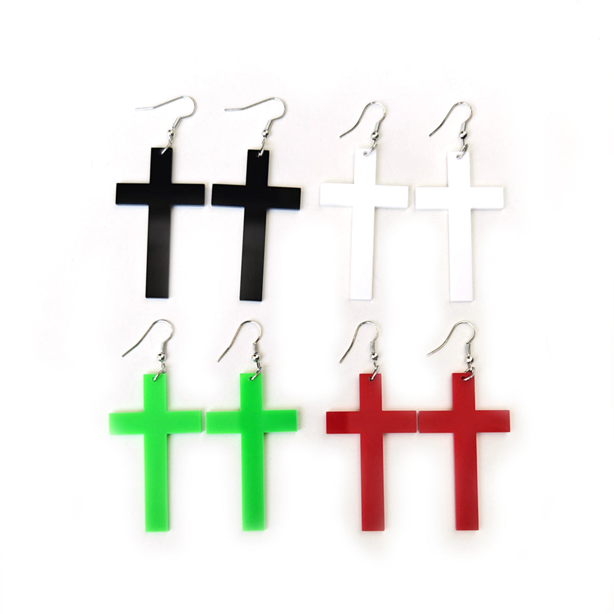 Black Cross Acrylic Long Geometric Lady Earrings
