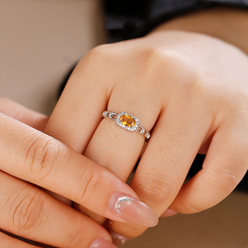 Citrine Advanced Colored Gems Sier Plated Rings