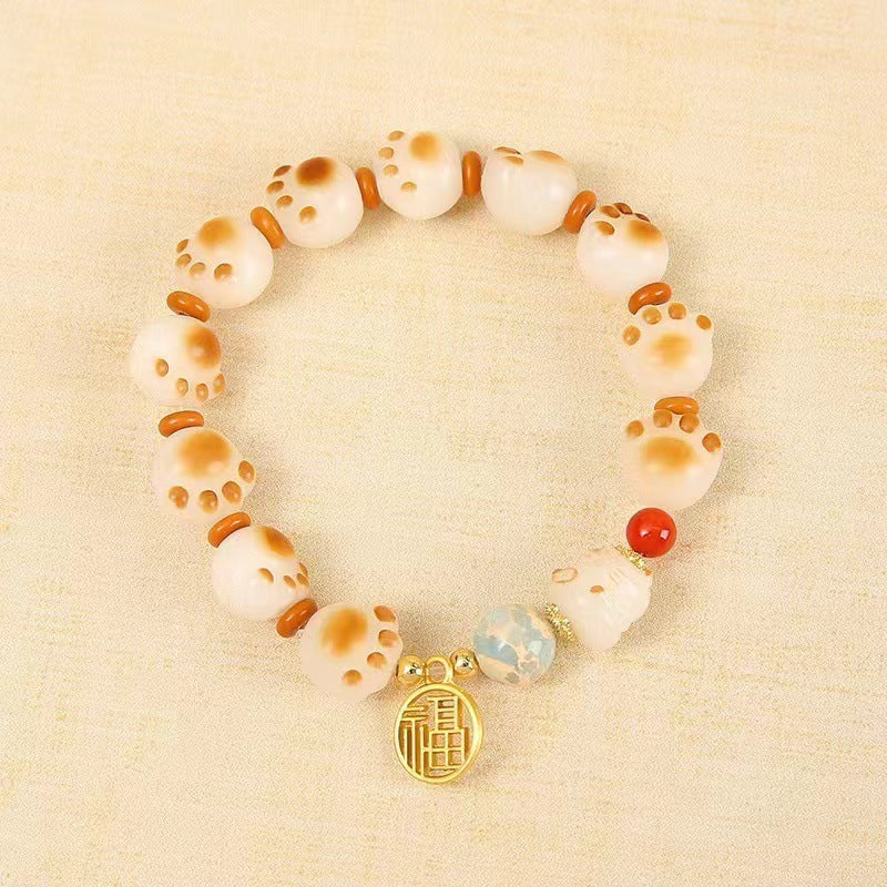 Pumpkin Lotus Beads White Jade Bodhi Rich Flower Charcoal Bracelets