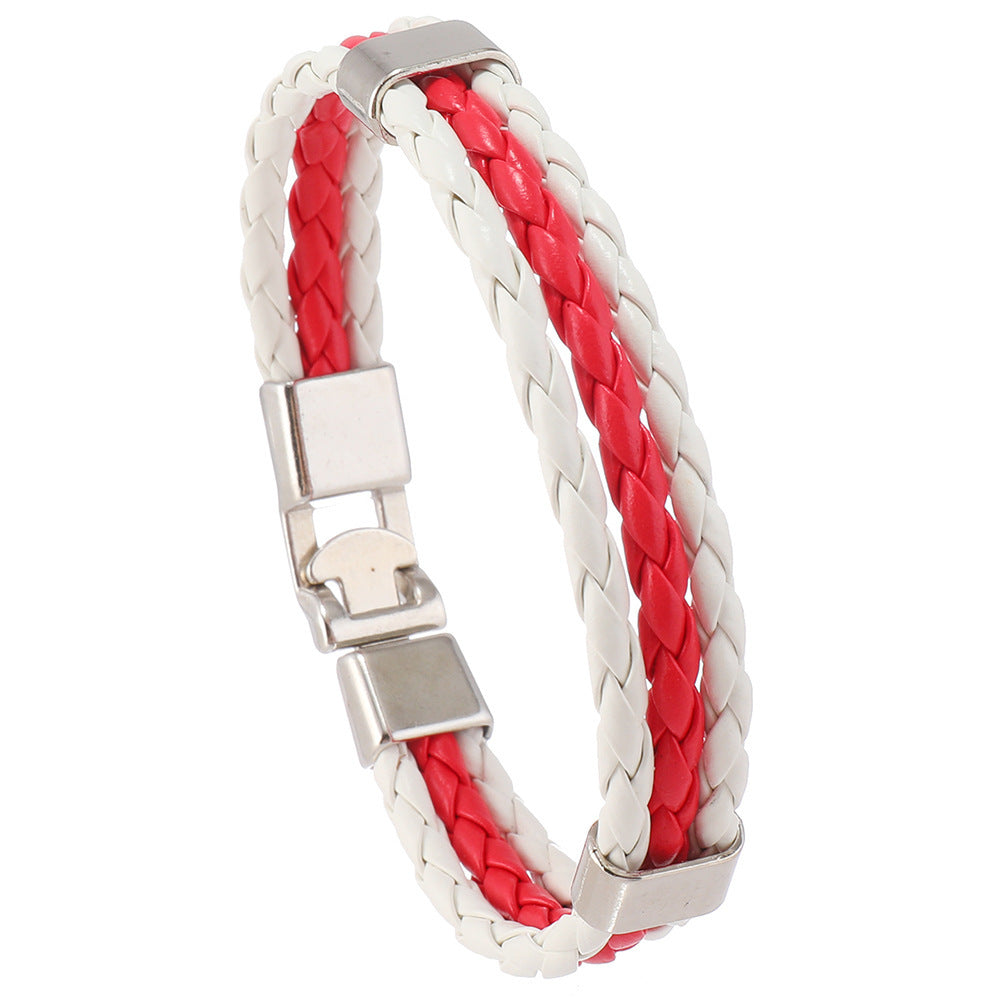 National Flag Color Leather Simple World Cup Country Bracelets